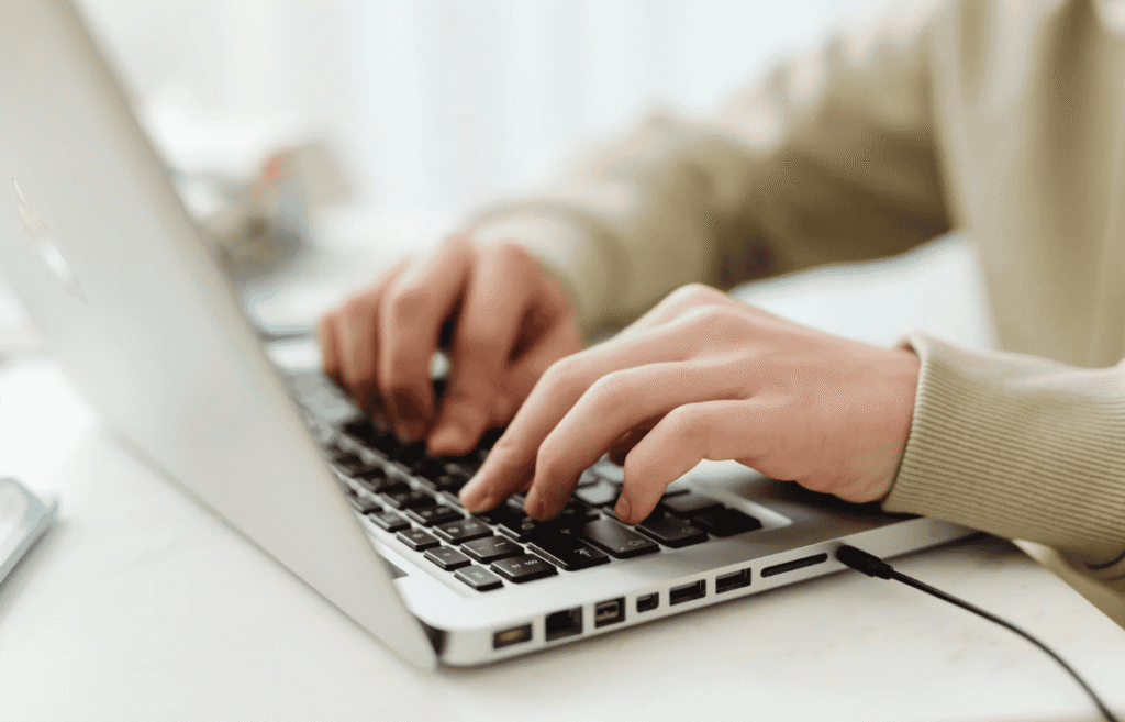 person working on laptop