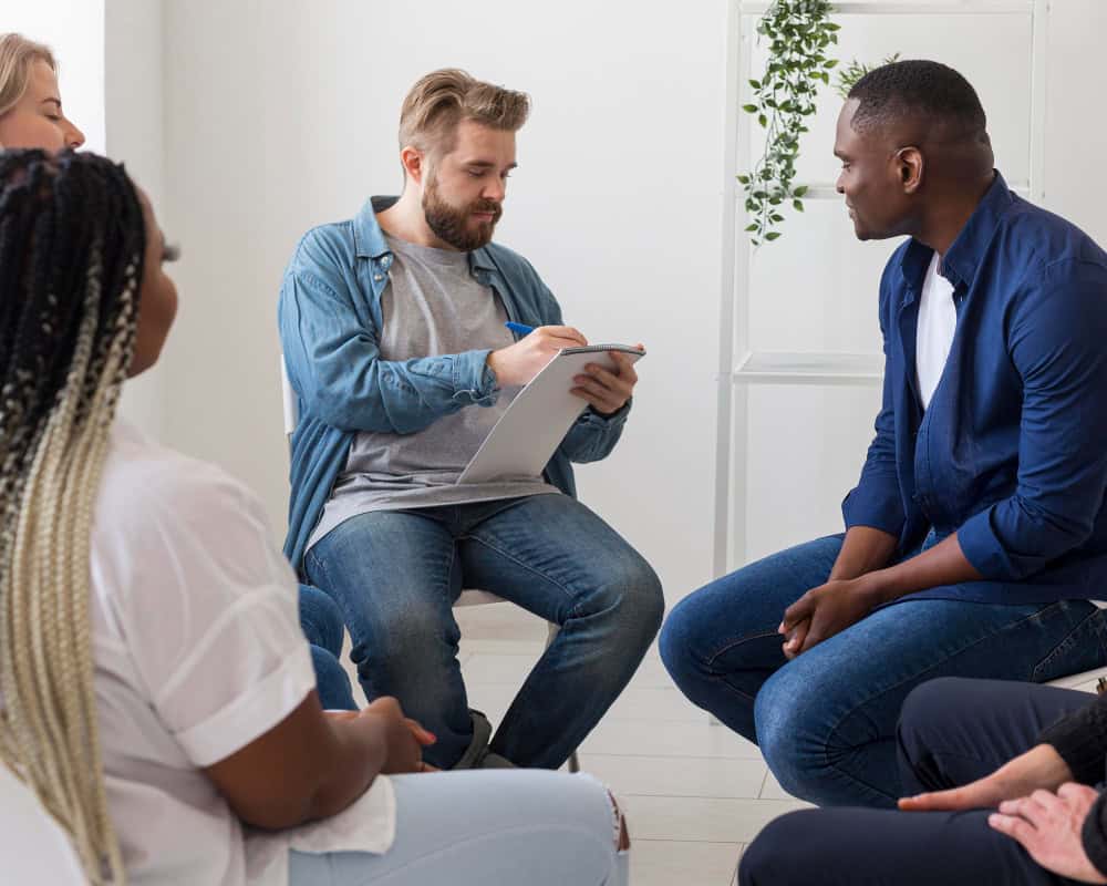Group therapy session illustrating Wavecrest's treatment philosophy